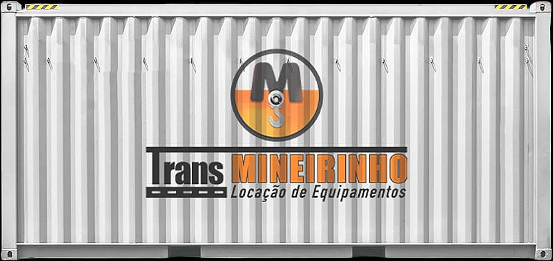 Contêiner marítimo de 20 pés com identidade visual da Trans Mineirinho